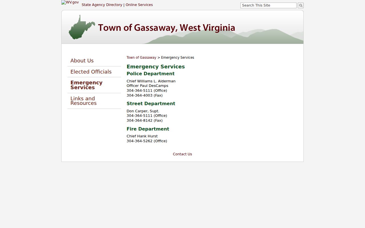 Gassaway criminal records police contact page